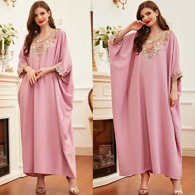 Muslim Kaftan Abaya Moroccan Dress Women Maxi Long Caftan Jilbab Party Gown Arab • $73.26