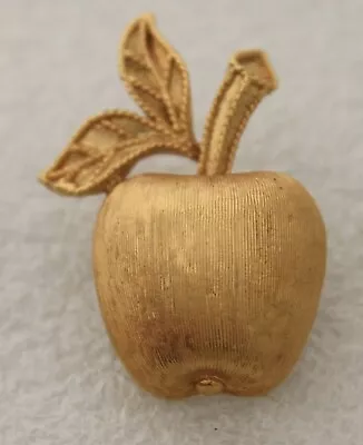 Vintage AVON Signed Apple Brushed Gold Tone Brooch Pin • $12.99