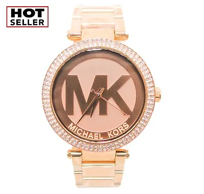 New Michael Kors MK5865 Women's Parker Rose Gold-Tone MK Logo Dial Watch • $96.99