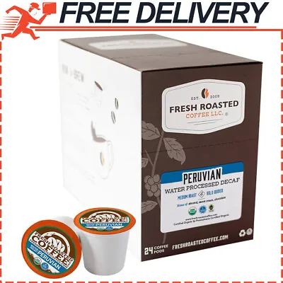 Fresh Roasted Coffee Organic Peru Swiss Water Decaf K-Cup Compatible 24 Pods • $18.71