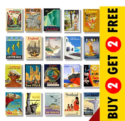 VINTAGE RETRO AIRLINE TRAVEL POSTERS A5 A4 A3 Prints 230gsm Paper/Card Wall Art • £3.99