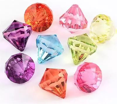 LARGE FACETED ACRYLIC DIAMOND TOP DRILLED PENDANT BEADS 31mm ASSORTED ACR39 • £3.19