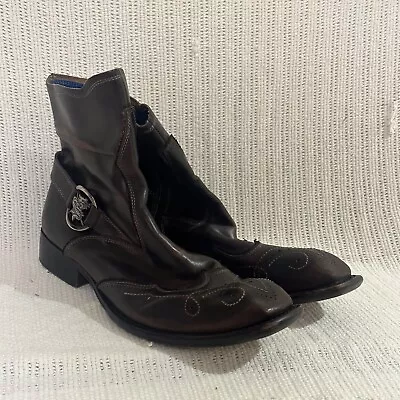 Mark Naso Rare Rock Never Dies Men's Cowboy Boots Sz 14 Brown Distressed Leather • $64
