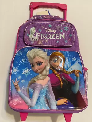 Disney Frozen Princess Elsa & Anna Cargo 16” Large Rolling Backpack-purple • $59.95