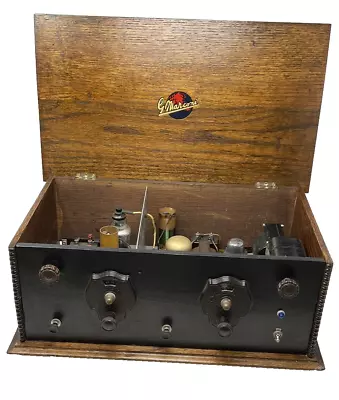 Rare Vintage Home Made Marconi Style Valve Radio Wireless Broadcast Receiver • $371.76