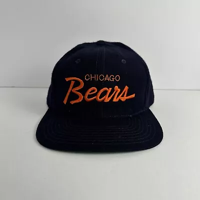 Vtg Chicago Bears Hat Cap Mens Blue Snapback Script Sports Specialties 90s *READ • $54