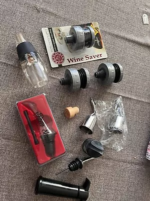 MIX LOT Vacuum Vin Wine Saver Pumps-Bottle Stoppers-Aerating Pourer NEW & EUC • £11.57