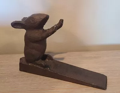 Vintage Cast Iron Mouse Doorstop Brown Animal Floor Wedge Stopper Rat Bunny • $28.95