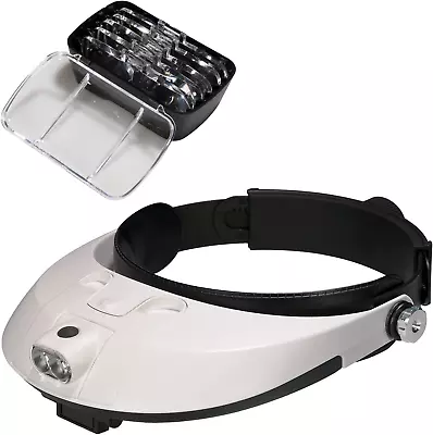 COVVY Head Magnifier With LED Lamp Light Magnifying Glass Headset Loupe For Repa • £18.43