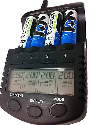 UNiROSS ULTIMATE INTELLIGENT SMART Charger AA AAA+ 4 X AA 2600 Batteries • £30.14