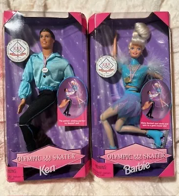 Set Of 2 1997 Olympic Figure Skater Barbie AND Ken NEW • $17.99