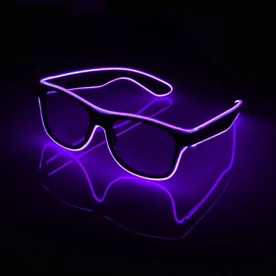 LED Light Up Glow Neon Glasses | Flashing Party Glasses Shades Night Disco Rave • £2.95