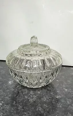 Vintage Round Glass Covered Candy Dish Trinket Bowl  • $10