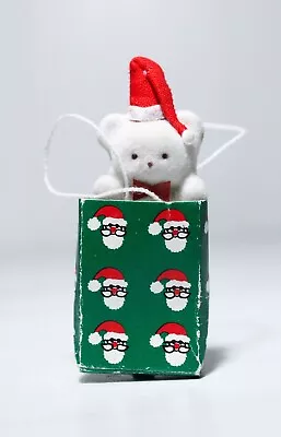 $20.14 • Buy Vintage Artisan Dollhouse Miniature Christmas Gift Bag W/ Teddy Bear 1:12