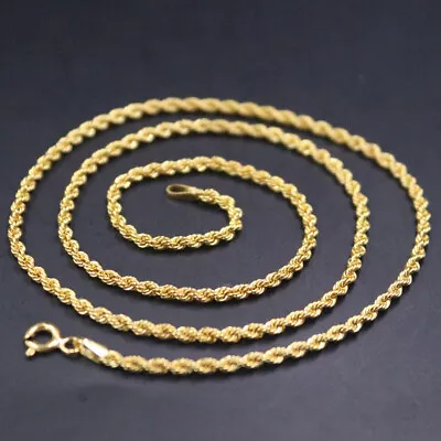 Pure Real 18K Yellow Gold Necklace For Women 2mm Rope Link Chain 17.7inch  • $539.22