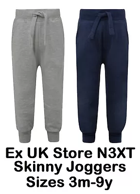 Boys Jogging Bottoms Ex Uk Store Baby Boys Skinny Joggers 3m-6y Navy Grey New • £4.99