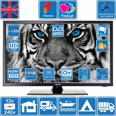 £139.31 • Buy 22  12V / 240V FHD Digital Freeview Freesat TV MOTORHOME CARAVAN BOAT USB PVR