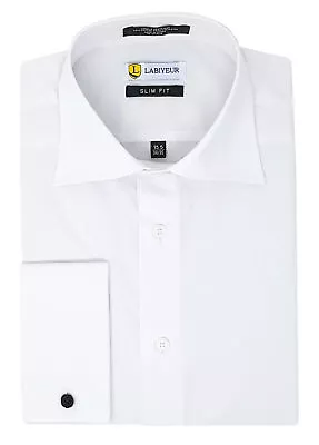 Men's Dress Shirt Slim Fit Long Sleeve Spread Collar French Cuffs From Labiyeur • $24.99