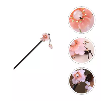  Peach Blossom Wooden Hair Clasp Japanese Chopsticks Wedding • £8.88