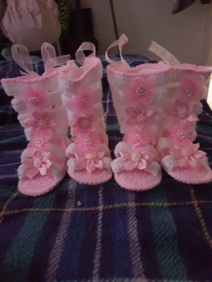 £6.99 • Buy Crochet Baby Booties  0-3 Months Handmade ( White )