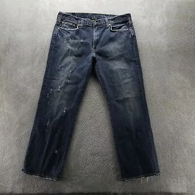 Lucky Brand Jeans Mens 36x28 Blue Vintage Straight Dark Wash Distressed Denim • $23.98