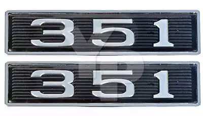 Vintage Style 5.8L 351ci Engine Black & Chrome Plated Hood Scoop Emblems - Pair • $22.68