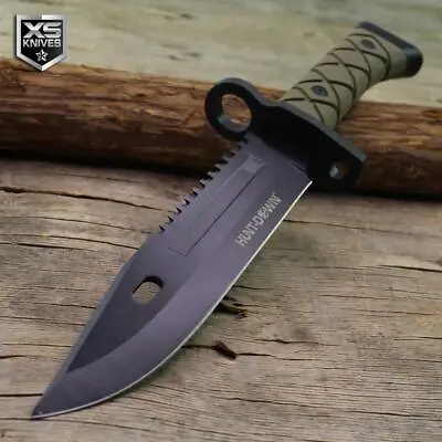 Combat SURVIVAL Military Tactical BOWIE Hunting Fixed Blade Knife + Sheath 13.5  • $18.95