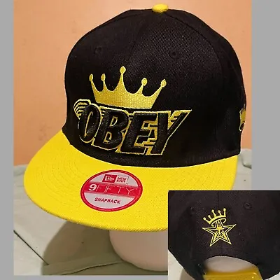 Obey Cap Hat VINTAGE NEW ERA 59FIFTY 100% WOOL 3D Spellout Snapback Adjustable • $39.95