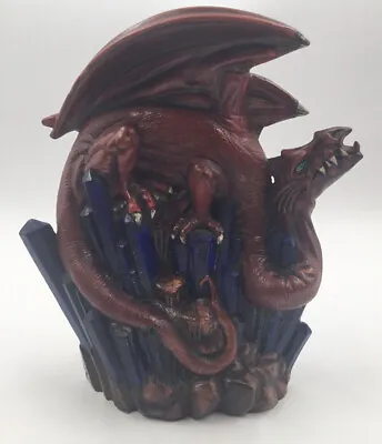 Vintage Red Doc Holiday Dragon On Mountain Top With Blue Crystals Ceramic  • $19.99