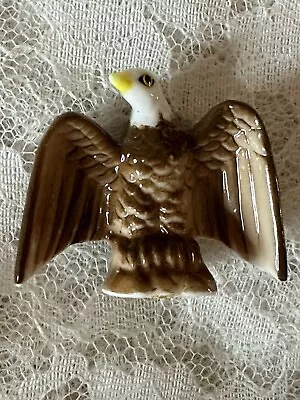 Vintage Miniature Ceramic Bald Eagle Wings Spread Figurine Decor • $13