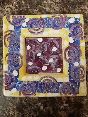 £30 • Buy Striking Spongeware Square Ceramic Dish Paul Mazza Horsforth Pottery Leeds 7.75 