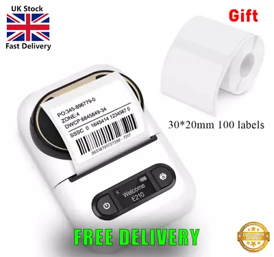 Mini Thermal Label Maker Machine Portable Bluetooth Barcode Sticker Printer E210 • £37.99