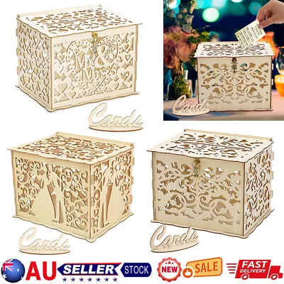 Rustic Wishing Well Card Box Decorative Wood Carved Wedding Engagement Party AU • $19.45