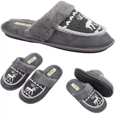 Mens Slip On Slippers & Warm Faux Fur Lining Size 6 To 13 UK - FESTIVE XMAS GIFT • £9.95