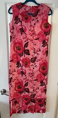 Vintage Dress 60’s 70’s Malia Honolulu Maxi Long Column Pink Flowers Cotton • $99.95