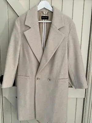 MASSIMO DUTTI Wrap Wool Coat Beige Size Small • £45