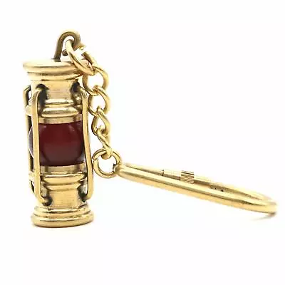 Lantern Keychain Holder Brass Nautical Lamp Ring Ship Marine Miniature Gift Red • $9.95