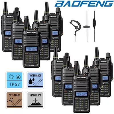 $454.99 • Buy 10x UV-9R Plus Waterproof VHF/UHF Walkie Talkie Two Way Radio + Earpiece