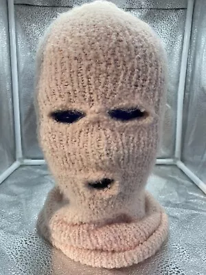 Ski Mask Balaclava Light Pink Double Layer 3 Hole Winter Hat Handmade • $20