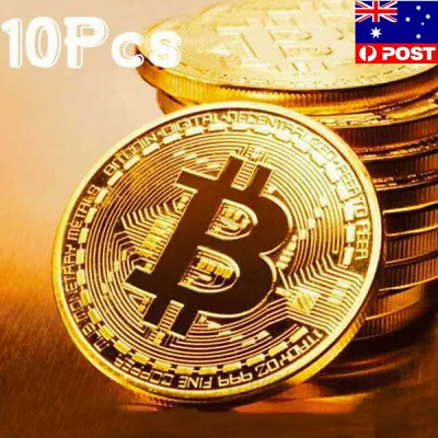 $17.98 • Buy 10Pcs Bitcoin Coin Collectible Gold Plated Gift BTC Coin Art Collection Physical