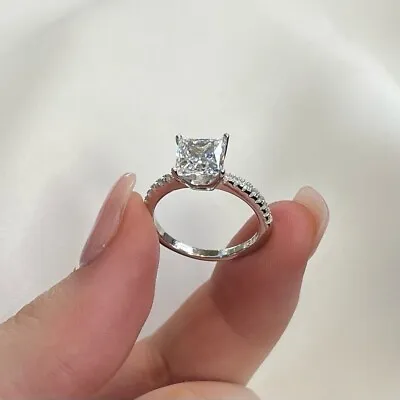 £29.21 • Buy 1.5 Ct Created Diamond 925 Sterling Silver Wedding Promise Ring Princess Cut