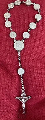 Vintage Pocket / Mini Rosary / St. Anthony Pray For Us / Silver Tone  • $7.50