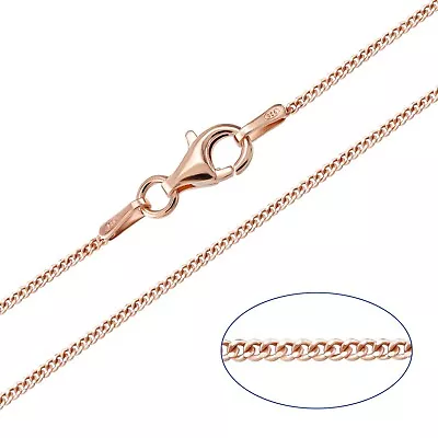 9ct Rose Gold Plated Sterling Silver Curb Chain Necklace 1.2mm 14  16  18  20  • £11.99