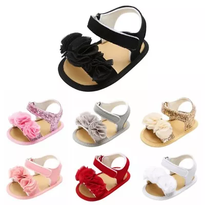 0-18M Newborn Baby Toddler Girls Flower Sandal Infant Summer Non-slip Shoes • £6.45