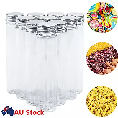 20/50x Clear Plastic Test Tubes Flat Bottom W/ Screw Caps Wedding Party Favor AU • $25.25