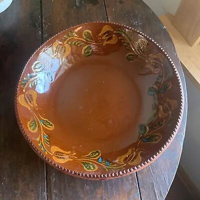 Foltz Pottery Pennsylvania Redware Deep Dish Plate  Reinholds Pa. 1989 Slipware • $49.50