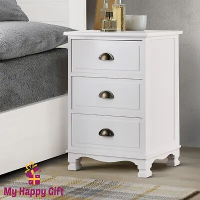 Artiss Bedside Table Drawers Side Table Storage Cabinet Dresser White Vintage • $79.60