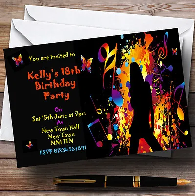 Music Disco Dancing Butterfly Personalised Party Invitations • £8.99