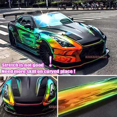 Gold Green Smooth Chameleon Rainbow Mirror Chrome Car Vinyl Wrap Film Sticker US • $3.77