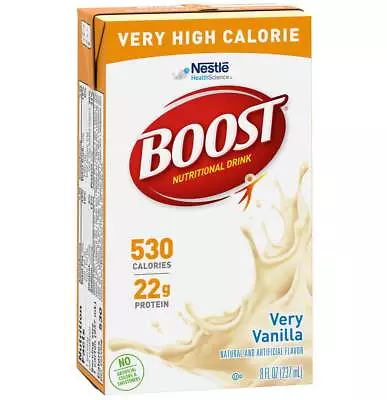 BOOST Very High Calorie Nutritional Drink Very Vanilla - 8 Oz – Pack Of 6 • $24.77